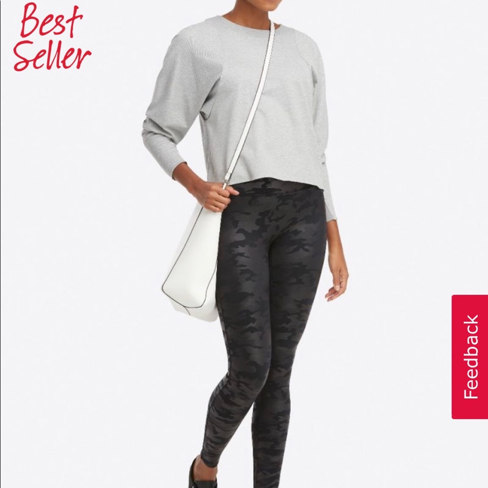 Spanx faux leather camo leggings